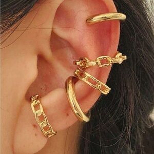 Gold 5pc Chain Ear Cuffs